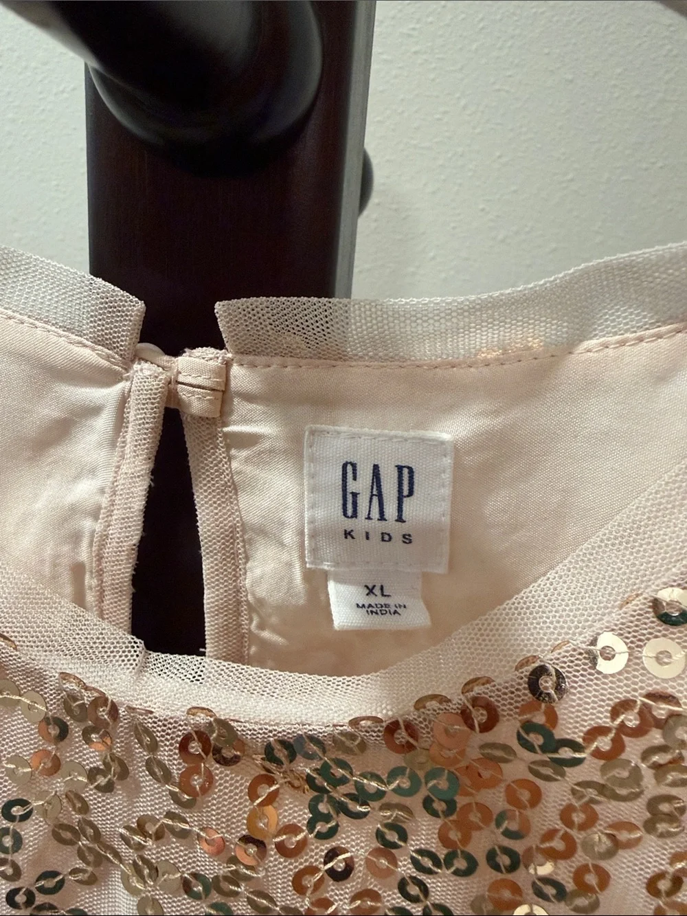 EIC GAP Girl's Champagne Sequin Fit-and-Flare Dress